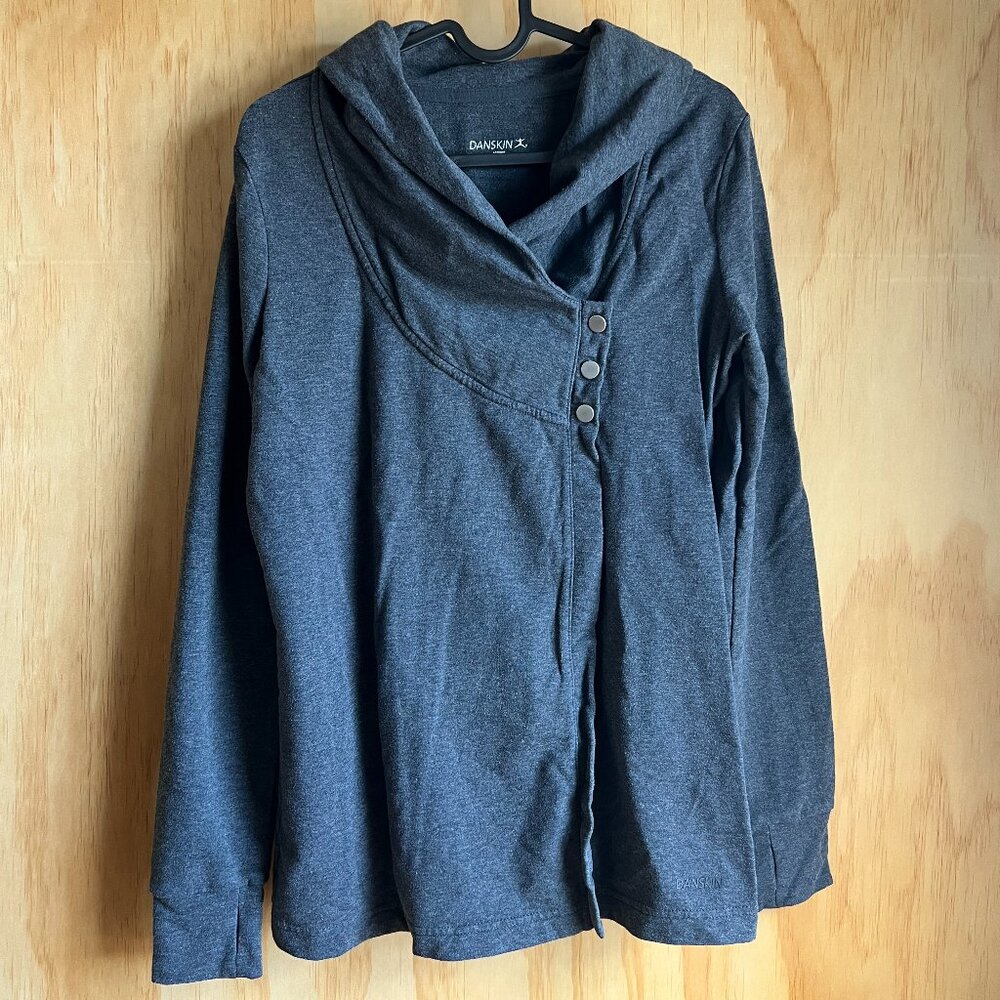 Grey Danskin Asymmetrical Wrap Sweatshirt Size Small